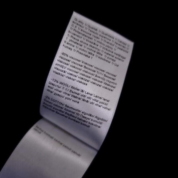 ESCADA Wool Wide Leg Trouser Split Hem Dress Pant Black Satin Stripe Old Money - Picture 15 of 15